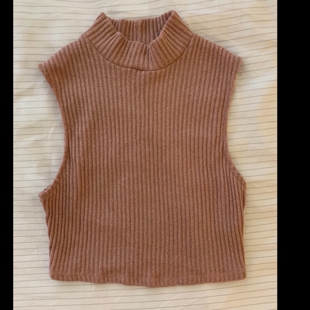 Silence + Noise ribbed mauve crop top